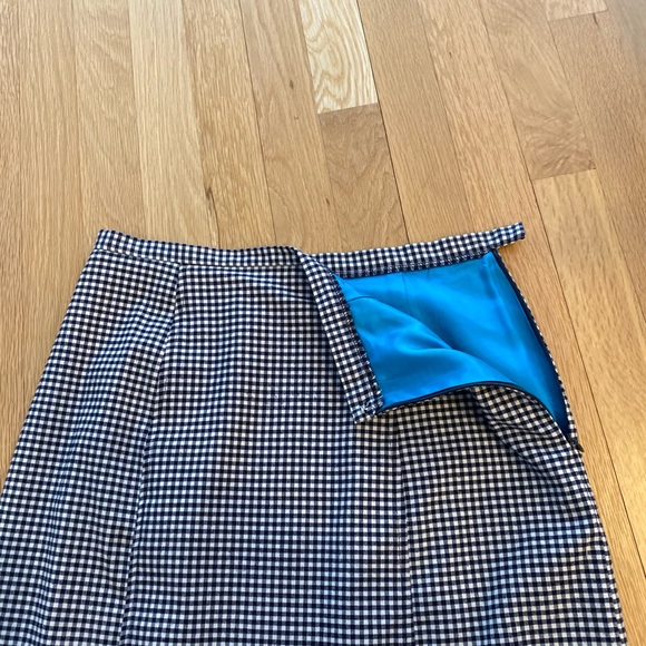 Alessandro Womens Navy White Check Full Zipper Jacket w Marching Skirt Suit / 4 - Picture 9 of 13